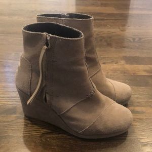 TOMS suede wedge booties